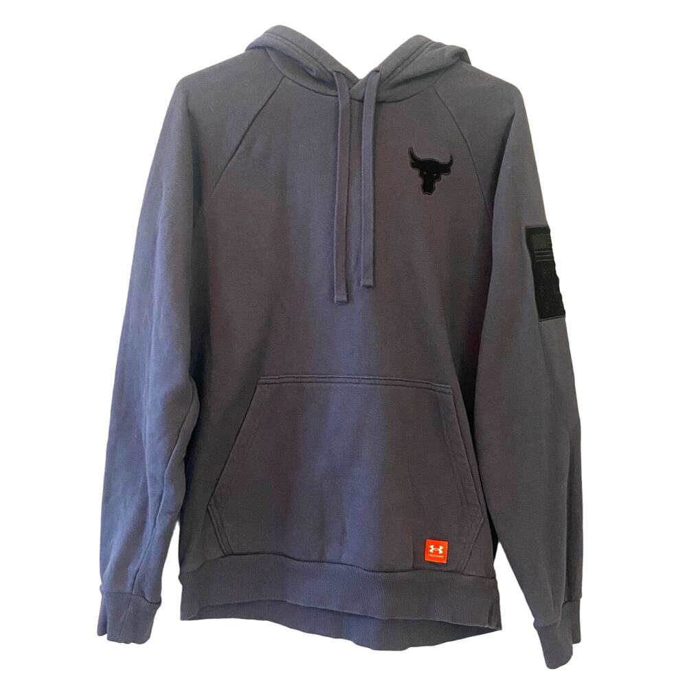 Under Armour Project Rock Navy Blue Lightweight Hoodie Sweatshirt Men size Small